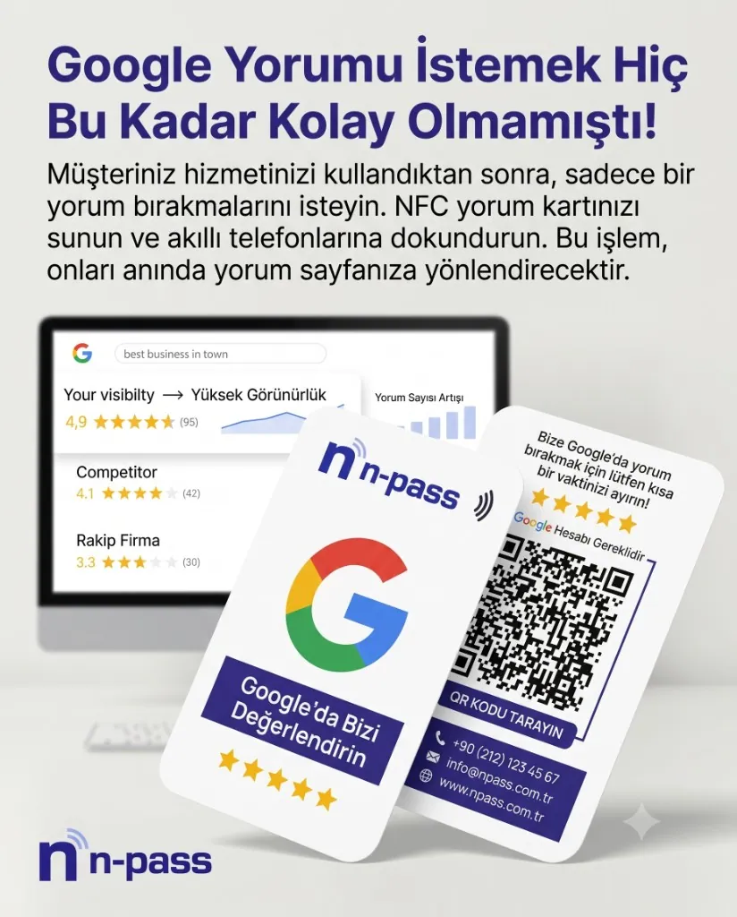 NFC Google Yorum Kartı ile değerlendirme sayfasına yönlendirme