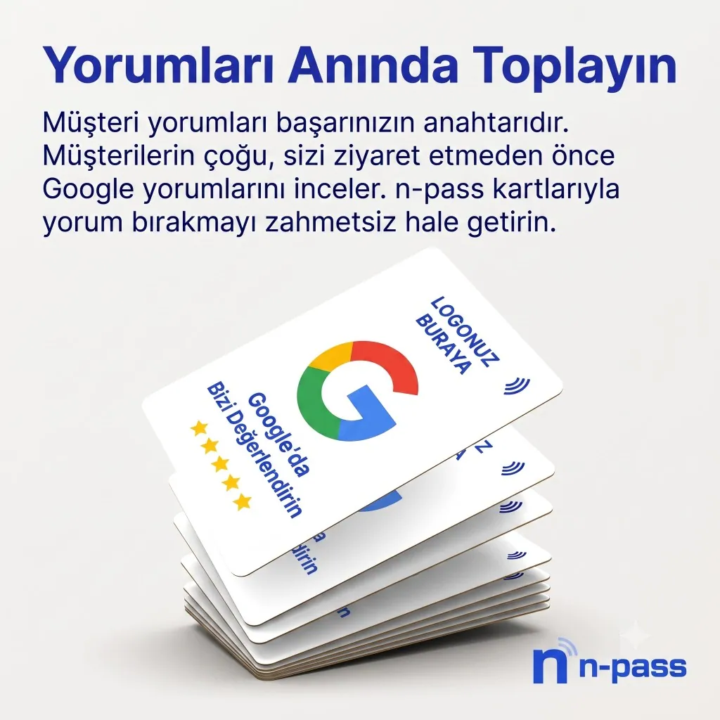 İşletmeler için hazırlanmış n-pass Google Yorum Kartı paketi