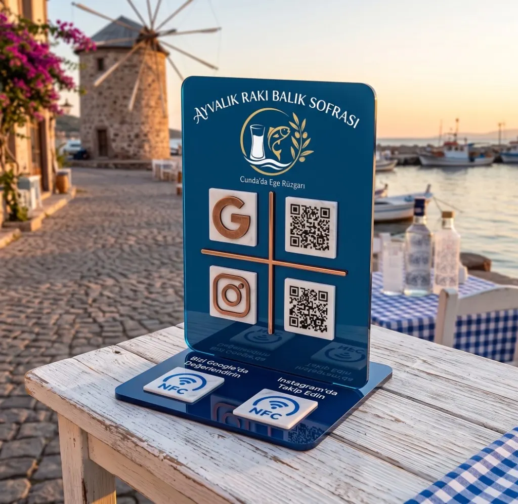 NFC masaüstü stand kullanım örneği kafe ve restoran